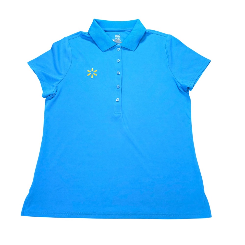 Walmart Polo Shirt Women's Size Large Blue Short Sleeve Spark Logo Workwear
